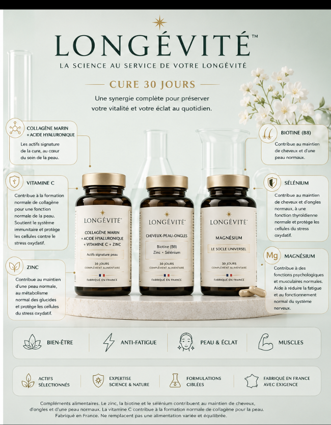Les 3 produits de la cure Longévité Maison Forever Lab